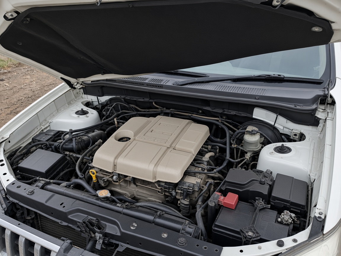 Clean, dressed engine bay after detailing