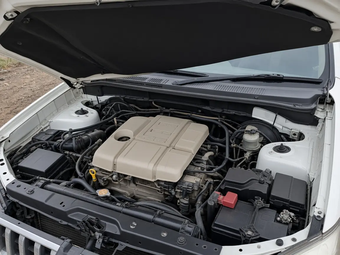 Clean, dressed engine bay after detailing