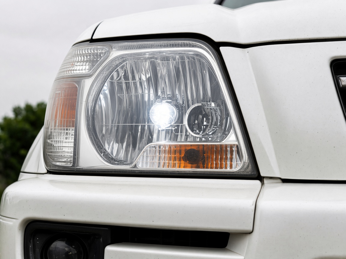 Clear modern headlight after polish