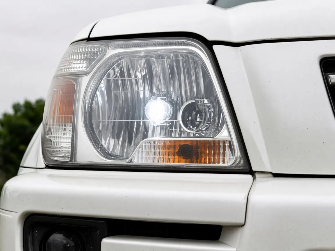 Clear modern headlight after polish